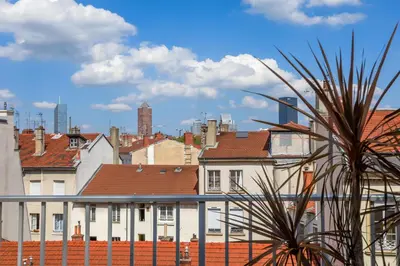 Vue générale sur Lyon ou vue de la ville depuis l'appartement