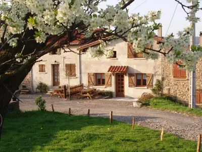 Jardin de l'établissement Gîte charmant avec WIFI et terrasse, à 15 min de Saint-Étienne - FR-1-496-41