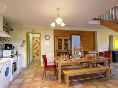 Cuisine ou kitchenette dans l'établissement Spacieux Gîte Familial aux Sycomores - FR-1-496-73