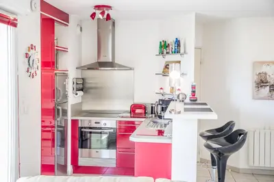 Cuisine ou kitchenette dans l'établissement Appart'cosy Lyon Est