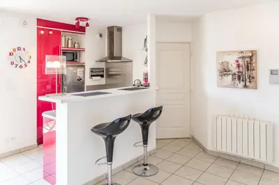 Cuisine ou kitchenette dans l'établissement Appart'cosy Lyon Est
