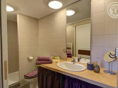 Salle de bains dans l'établissement Gîte authentique au cœur du Parc du Pilat, animaux admis - FR-1-496-136