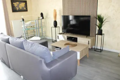 Télévision ou salle de divertissement dans l'établissement Cosy Appart - Proche Eurexpo - Balcon - Parking - Spacieux T2