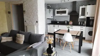 Cuisine ou kitchenette dans l'établissement Cosy Appart - Proche Eurexpo - Balcon - Parking - Spacieux T2