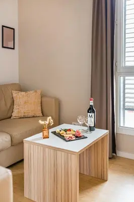 Coin salon dans l'établissement Appart hôtel Q7 Lodge Lyon 7