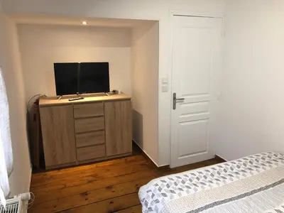 Un ou plusieurs lits dans un hébergement de l'établissement Spacieux appartement 2/6 pers 110m² proche CNPE
