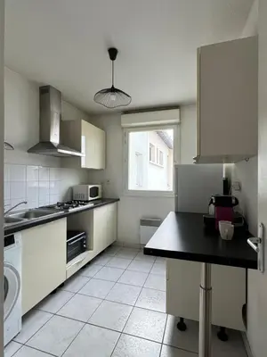 Cuisine ou kitchenette dans l'établissement casa Lyon Appartement lumineaux