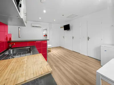 Cuisine ou kitchenette dans l'établissement Retraite Bucolique à Leyment