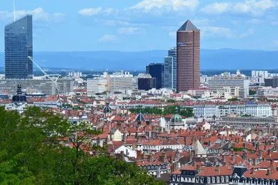 Vue générale sur Lyon ou vue de la ville depuis l'appartement