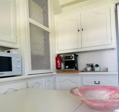 Cuisine ou kitchenette dans l'établissement Grand appartement Bron centre proche Eurexpo et Groupama