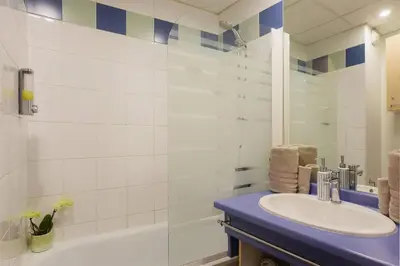 Salle de bains dans l'établissement Berge du Rhône, Centre Lyon, espace de travail, tout à pied, Université Lyon 2 et Lyon 3, idéal voyage d'affaires, tourisme, loisirs