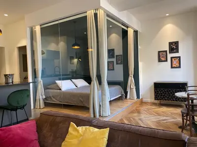 Un ou plusieurs lits dans un hébergement de l'établissement Loft au cœur de Lyon Tout à pied