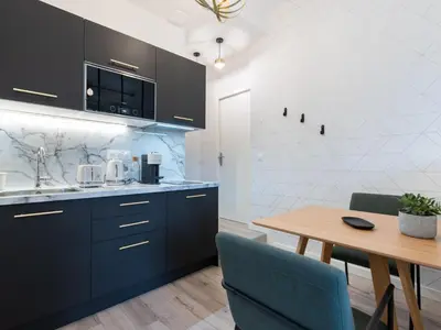 Cuisine ou kitchenette dans l'établissement CHALEUREUX - Part-Dieu l Confort l Déco Luxe by Dreamy Flat Lyon