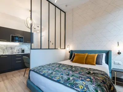 Un ou plusieurs lits dans un hébergement de l'établissement CHALEUREUX - Part-Dieu l Confort l Déco Luxe by Dreamy Flat Lyon