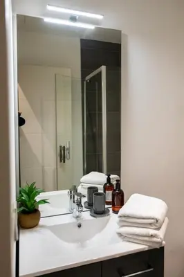 Salle de bains dans l'établissement Le St Germain - Pétillant studio décoré avec goût en centre-ville