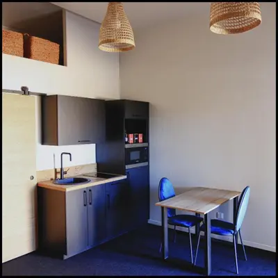Cuisine ou kitchenette dans l'établissement LeDeN