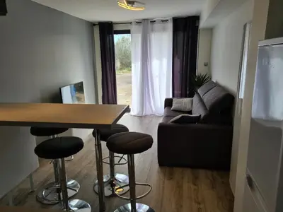 Coin salon dans l'établissement spacieux studio dans le Beaujolais