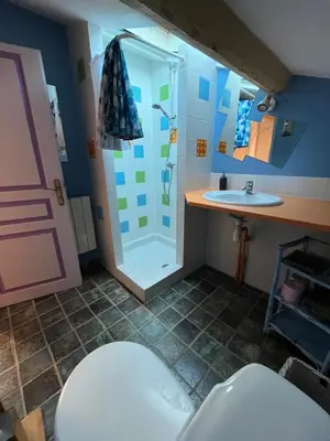 Salle de bains dans l'établissement GITE DU ROY D'AMONT Plaine de l'Ain, repas sur réservation