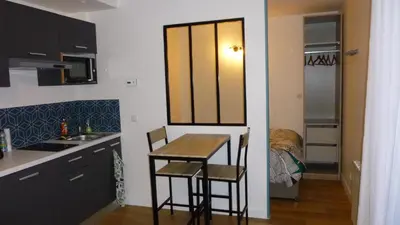 Cuisine ou kitchenette dans l'établissement Appartement tout équipé avec piscine proche Stade OL et EUREXPO