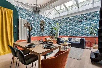 Coin salon dans l'établissement Jungle-Art - Furnished apartment - Downtown Lyon