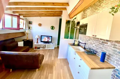 Cuisine ou kitchenette dans l'établissement Rétro chic au coeur de Villeurbanne
