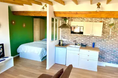 Cuisine ou kitchenette dans l'établissement Rétro chic au coeur de Villeurbanne
