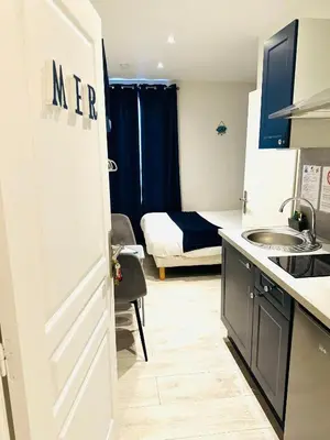 Cuisine ou kitchenette dans l'établissement Studio MER moderne gare partdieu