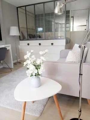 Coin salon dans l'établissement Charmant Studio sur cour à LYON 9e Mont d'or