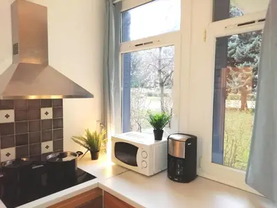 Cuisine ou kitchenette dans l'établissement Résidence du parc des Tilleuls de Lyon 82 m2 Pkg free