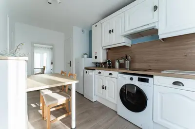 Cuisine ou kitchenette dans l'établissement Cocoon Appart 2 Miribel