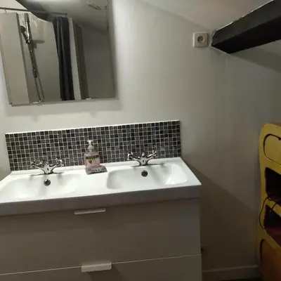 Salle de bains dans l'établissement Espace Beléverte Bussière 1 Tamaris appartement meublé de 2 chambres