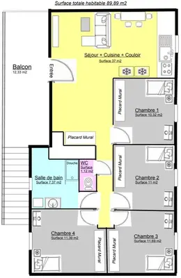 Plan de l'établissement K&N - Maison à partager avec d'autres voyageurs - Chambre privée - Jardin - Balcon