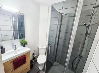 Salle de bains dans l'établissement Beau T1 2 personnes BERGSON
