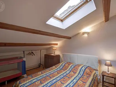 Un ou plusieurs lits dans un hébergement de l'établissement Charmant gîte au cœur du Pilat avec wifi et cheminée - FR-1-496-255