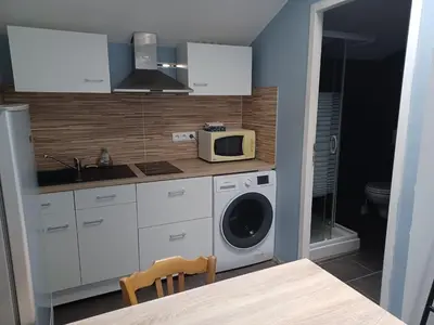 Cuisine ou kitchenette dans l'établissement Chambre d'Hôtes La Rose des Vents