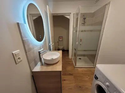 Salle de bains dans l'établissement Château des Vierres