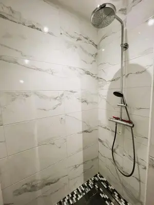 Salle de bains dans l'établissement T4 en duplex, résidence atypique en pleine forêt