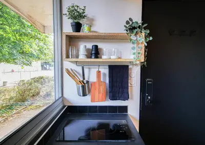 Cuisine ou kitchenette dans l'établissement Le lodge de Fourvière