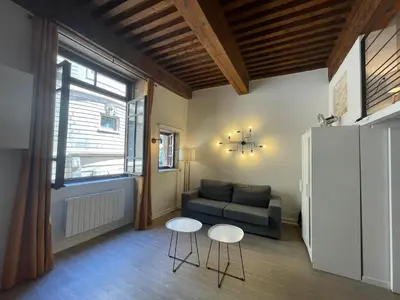 Coin salon dans l'établissement Appartement cosy au coeur du Vieux Lyon