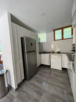 Cuisine ou kitchenette dans l'établissement Maison spacieuse avec grand jardin et parking à 20 min de Lyon