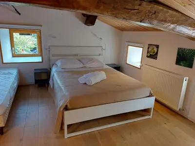 Un ou plusieurs lits dans un hébergement de l'établissement La cambuse des gones - Gîte 3 chambres