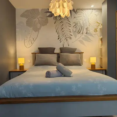 Un ou plusieurs lits dans un hébergement de l'établissement Petit Paradis Cosy T1 Bis 40m2 Indépendent Studio en Maison avec Jardin & Parking Gratuit