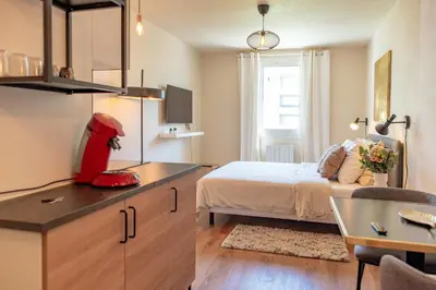 Un ou plusieurs lits dans un hébergement de l'établissement Lyon centre appartement meublé