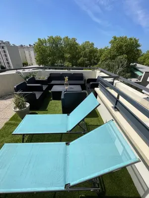 Plan de l'établissement BnGo I Immense RoofTop Lyon I 2 chambres, 4 places parkings, 2 immenses terrasses, 8 personnes