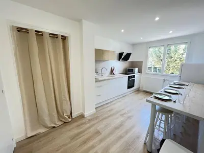 Cuisine ou kitchenette dans l'établissement Le Chantereine appartement résidentiel