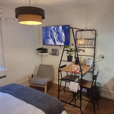 Un ou plusieurs lits dans un hébergement de l'établissement Lyon Montchat Villeurbanne Studio refait à neuf climatisation et parking privé