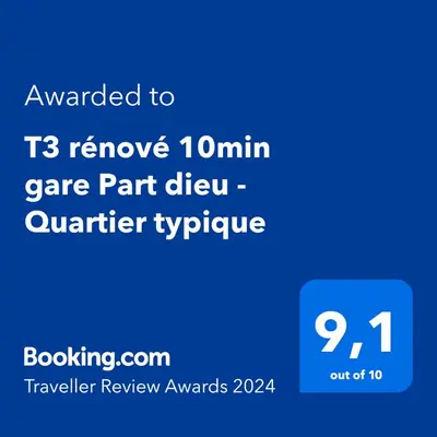 Certificat, récompense, panneau ou autre document affiché dans l'établissement T3 rénové 10min gare Part dieu - Quartier typique
