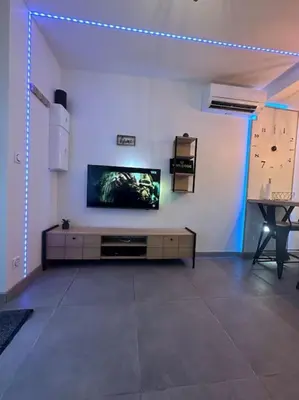 Télévision ou salle de divertissement dans l'établissement Magnifique T2 Meyzieu neuf charme et élégance