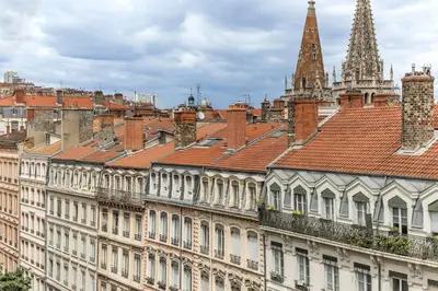 Vue générale sur Lyon ou vue de la ville depuis l'appartement