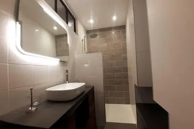 Salle de bains dans l'établissement Classé 4 étoiles - Cybèle - Centre ville 2 Chambres, cour privative et Garage
